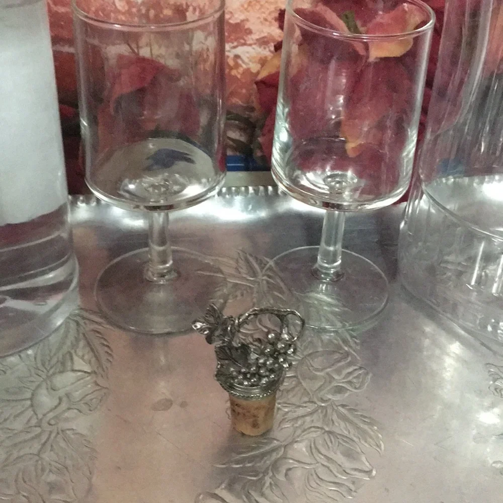 Vintage Bar Set With Bottle stoppers, Glasses and Tray